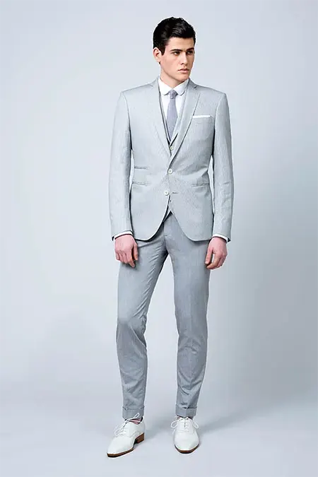 costume mariage homme gris perle