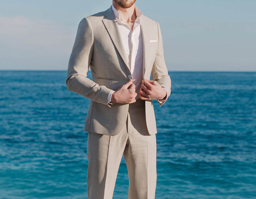Panama – Costume mariage 2 pièces sur mesure beige