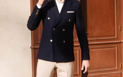 Scott – Blazer croisé bleu marine sur mesure