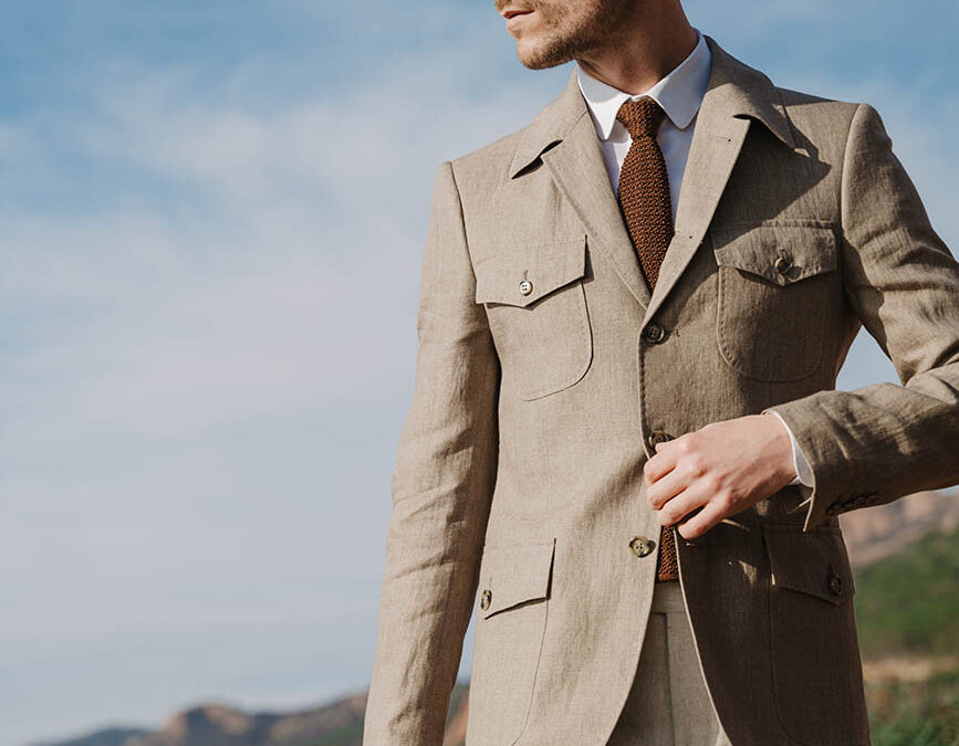 Vasco – Veste saharienne en lin beige