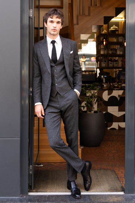 Césaire – Costume anthracite en tweed léger