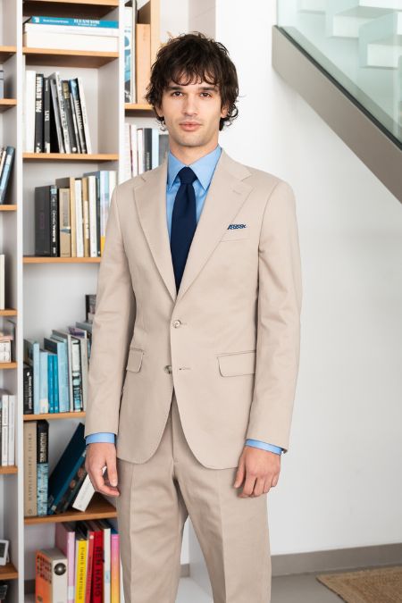 Damon, costume sur mesure beige en coton