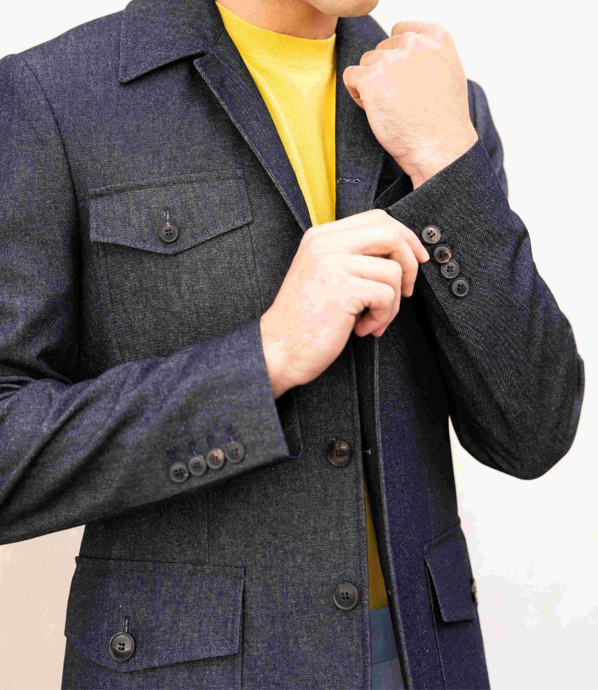 Douglas, veste saharienne denim samson sur mesure